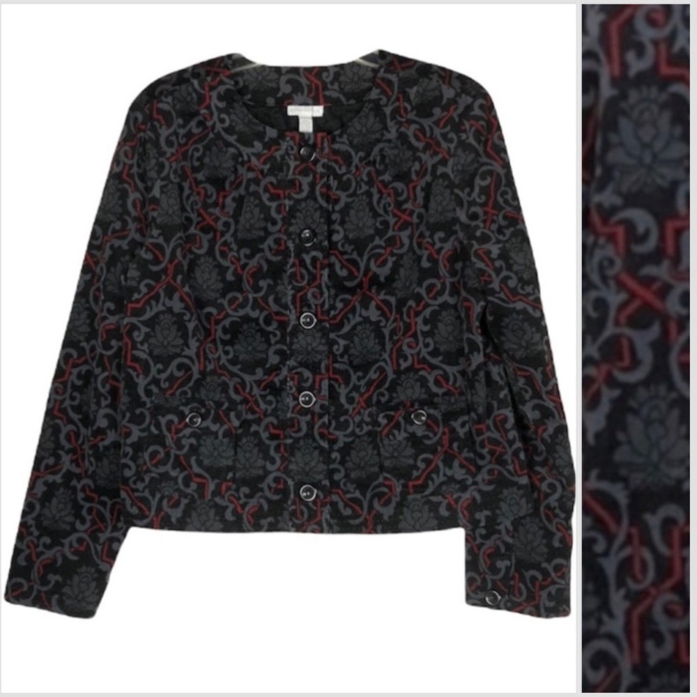 Charter Club Button Down Patterned Jacket With Po… - image 1